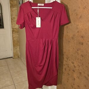NAVINS Woman's V-Neck Split Wrap Rutched Elegant Mini Dress - **NWT**